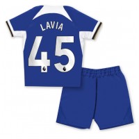 Fotballdrakt Barn Chelsea Romeo Lavia #45 Hjemmedraktsett 2023-24 Kortermet (+ Korte bukser)